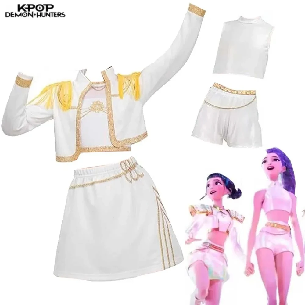 

Kpop Demon Hunters Rumi Mira Zoey Cosplay Costume Disguise for Girls Coat Vest Skirt Kpop Group Idol Halloween Carnival Suit