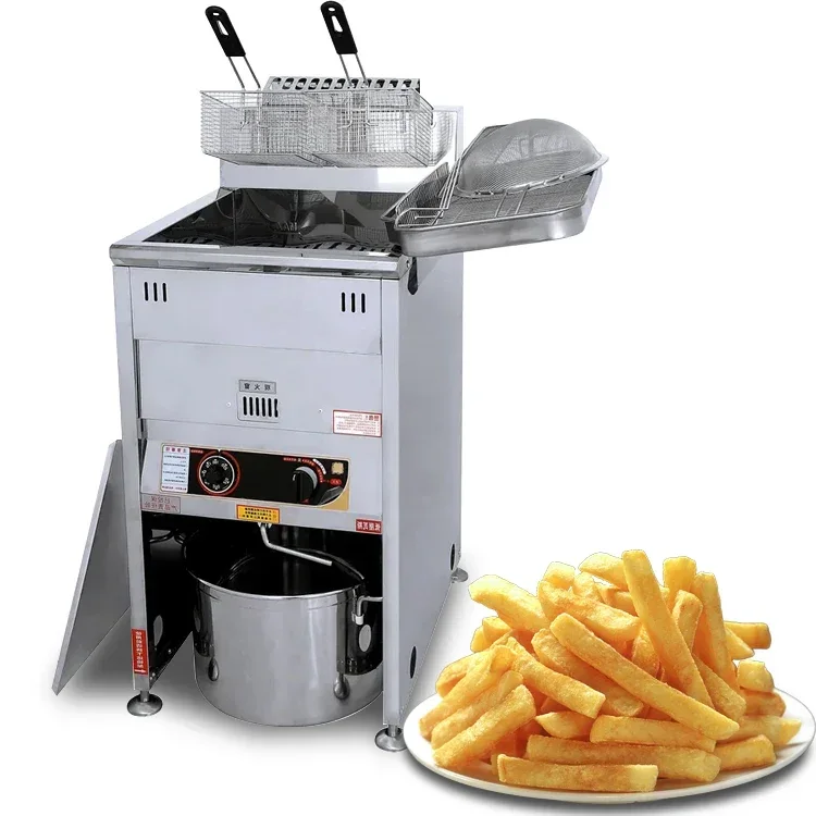 40L Fryer Kitchen Equipment Stainless Steel Chicken Potato Chips Gas Fryer Commercial Snack Machine Electric French Fries Fryer