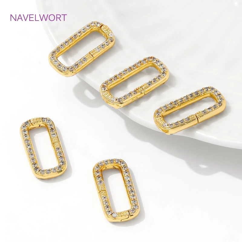 Cierres de resorte de mosquetón rectangulares chapados en oro de 18 quilates, conector de joyería con cierre de hebilla de latón para hacer pulseras, accesorios de joyería DIY