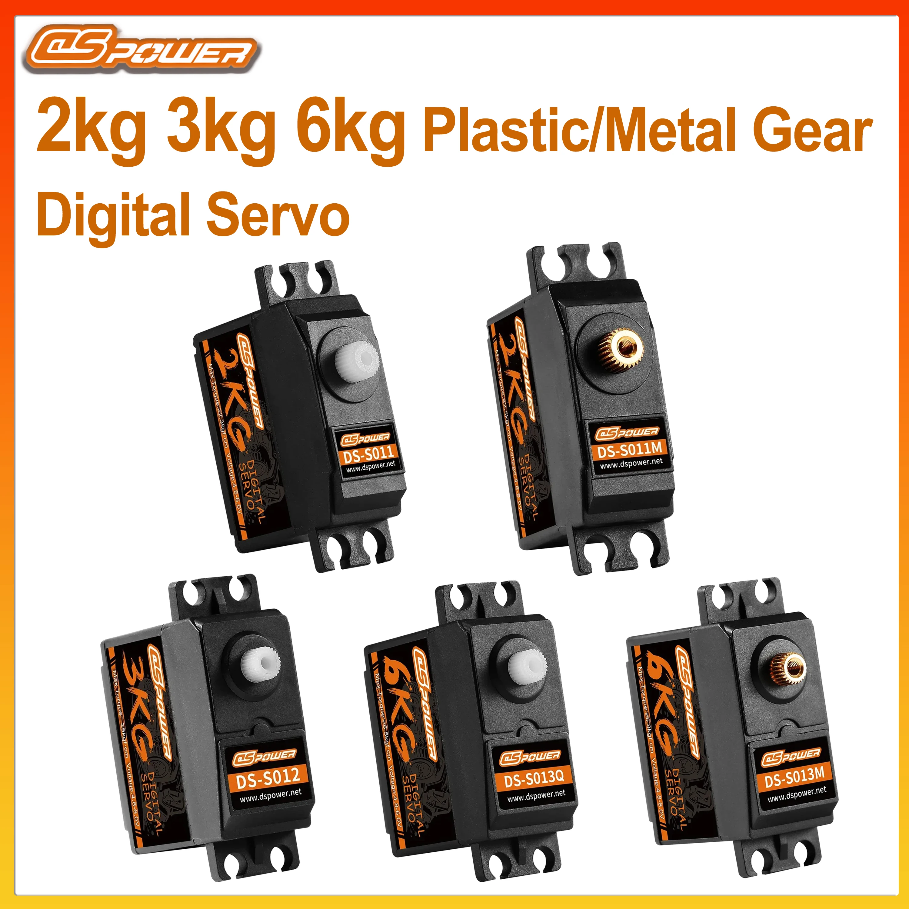 DSPOWER 2KG 3KG 6KG étanche numérique en plastique/métal engrenage servomoteur moteur pour 1/10 1/12 1/14 RC voiture hélicoptère avion jouet Robot