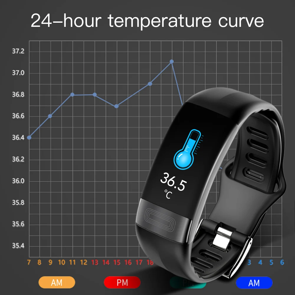 Smartwatch مراقبة درجة حرارة الجسم معصمه ECG PPG ضغط الدم HRV اختبار الساعات الذكية الرجال النساء النوم إنذار تنبيه تذكير