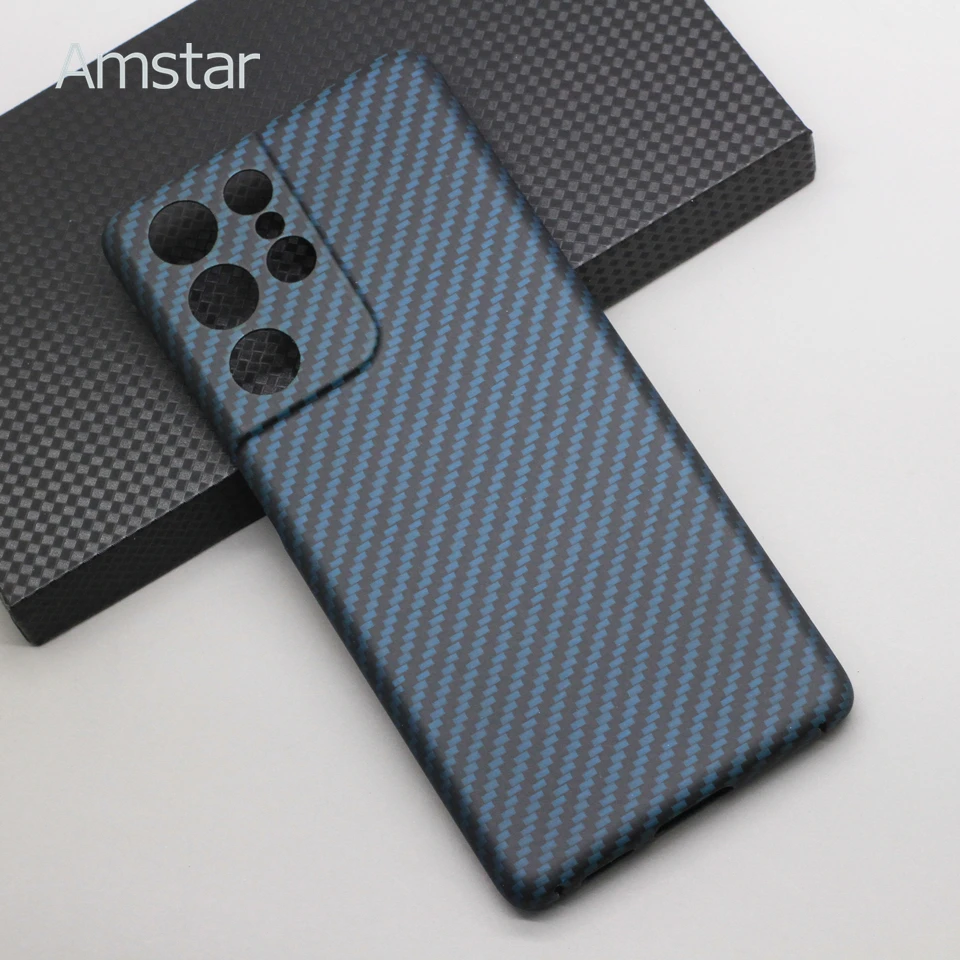 Amstar Multi-color Real Carbon Fiber Protective Case for Samsung Galaxy S21 Ultra Ultra-thin Anti-fall Carbon Fiber Case Cover