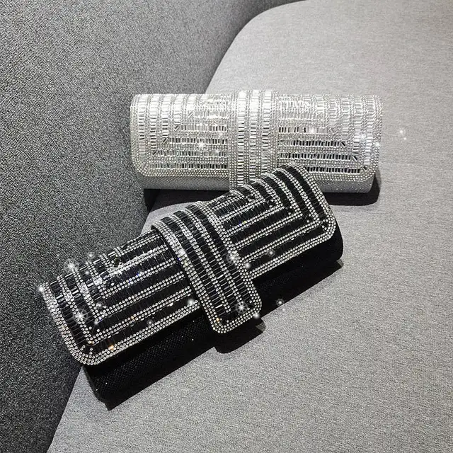 Factory Direct Sales Stick Diamond Three Rabatowa torba obiadowa Łańcuszek pod pachę Wesele Kryształowa wieczorowa kopertówka