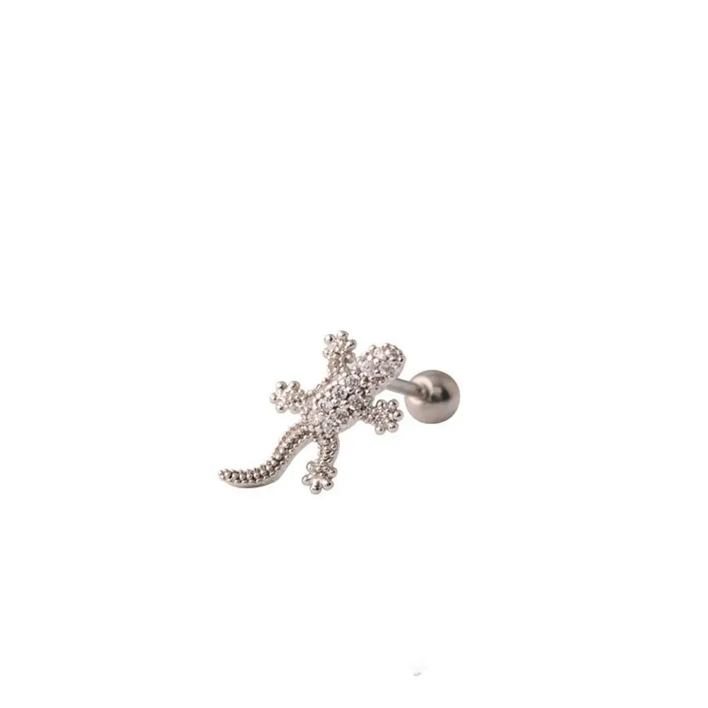 Stainless steel Zircon Helix Lizard Cartilage Tragus Reptile 1Pc Piercing Jewelry Earring Ear Stud Fashion Accessories