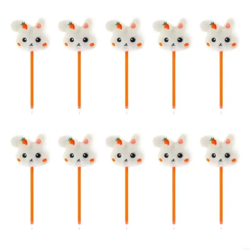 

J60A 10Pcs Plush Rabbit Ballpoint Pen Cartoon Ballpoint Pen Funny Writing Pen Christmas Gift for Student Class Reward