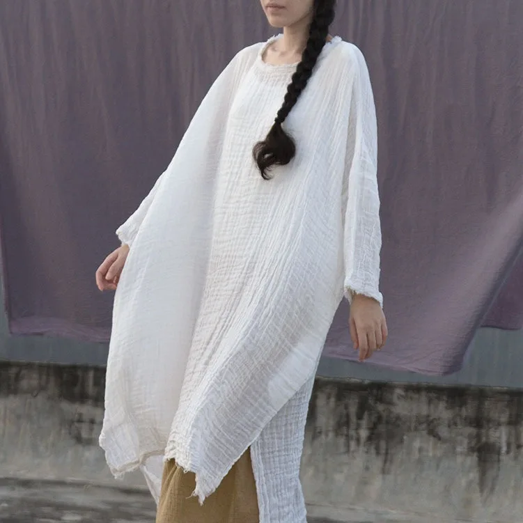 

Soft texture, natural wrinkle, medium and long minimalist dress, robe, fashionable casual and versatile, simple temperament, ele