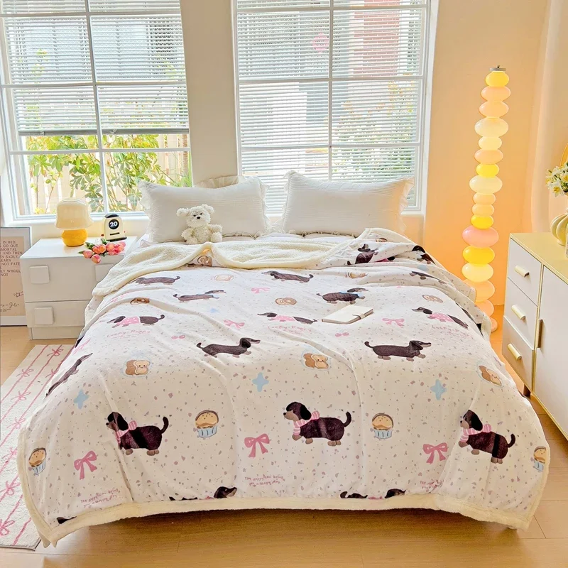 

Cute Dachshund Blanket Soft Warm Sherpa Throw Blanket for Kids Adult Gift,Lightweight Cozy Luxury Flannel Blanket for Couch Bed