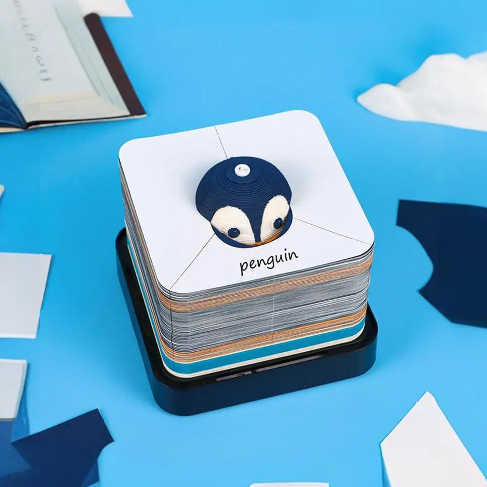 Omoshiroi Block 3D Memo Pad Calendar 2025 Cute Penguin 3D Paper Carved Sticky Notes Miniature Items Office Accessories Love Gift