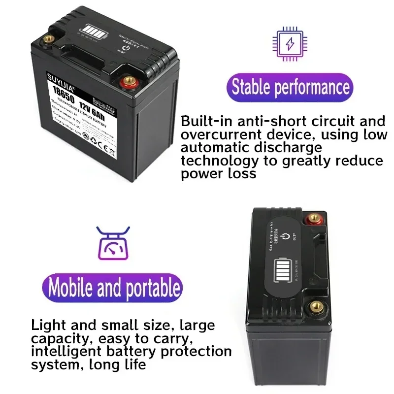 

12V 6Ah 18650 3S4P Lithium Battery Pack W/BMS for Solar Energy Light Xenon LED Lamp Electric Sprayer Agricultural Power Tools