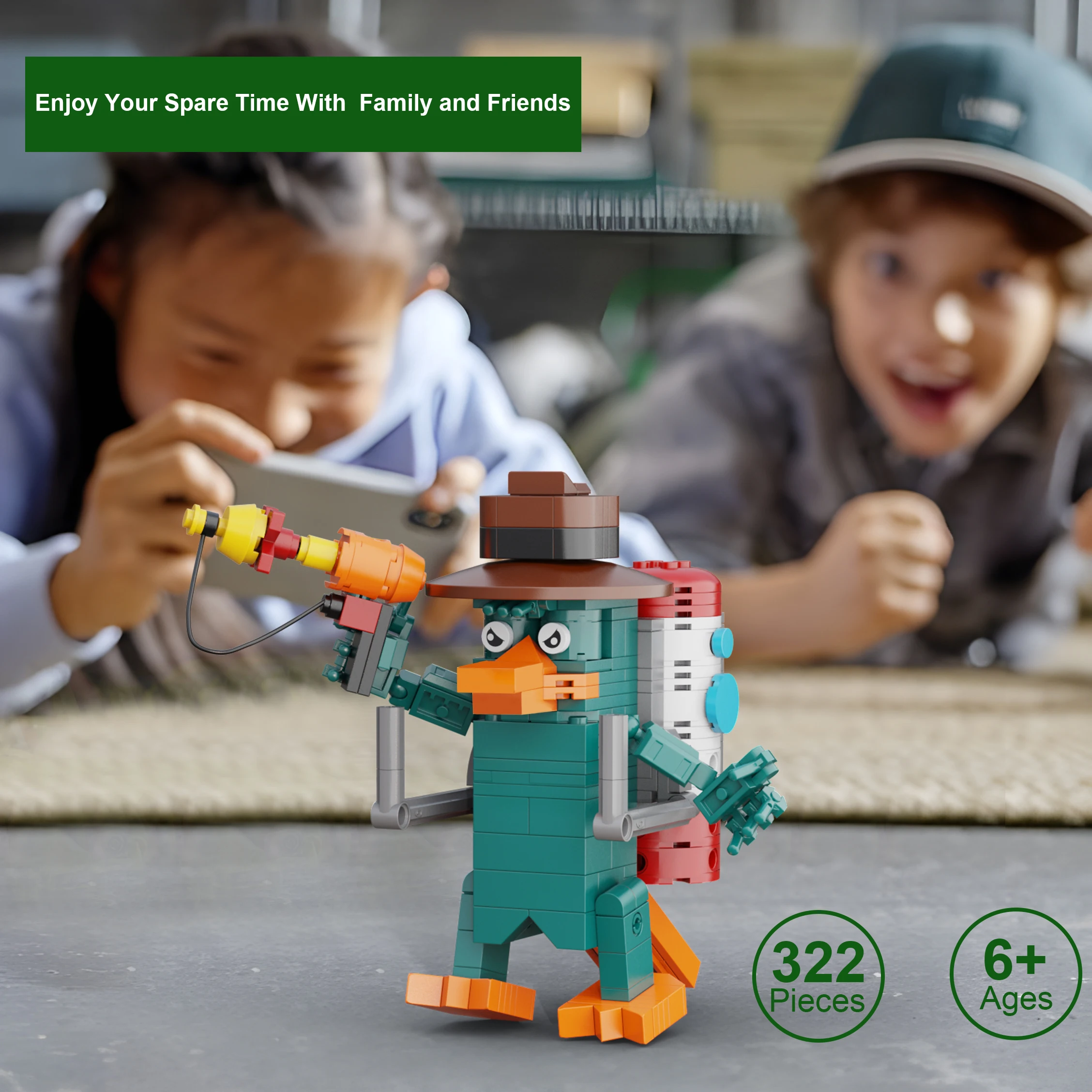 322PCS Perry the Platypus Building Blocks Kits Anime Phinease and Ferbs Figure Model Bricks Birthday Christmas Gifts for Kids