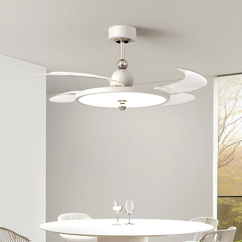 Middle Ancient Style Invisible Fan Lamp Ultra-thin Minimalist Restaurant Bedroom Ceiling Fan Light Living Room Lighting Fixtures