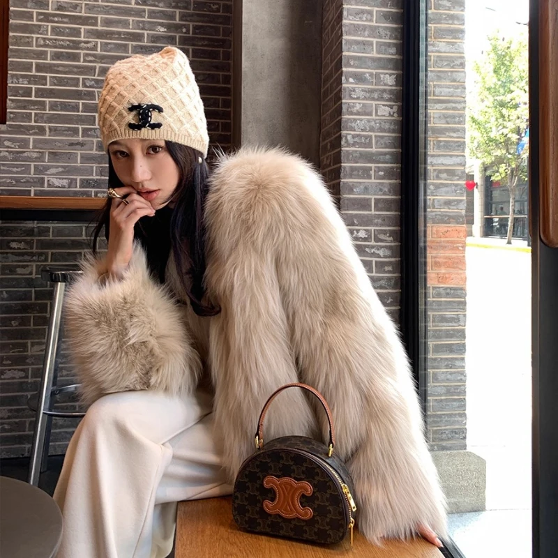 YOLANFAIRY معطف فرو الثعلب الحقيقي امرأة فاخرة الشتاء الراقية الخامس الرقبة الشباب التنقل الدفء سيدة الطبيعية كله الثعلب الفراء سترة2025 #1