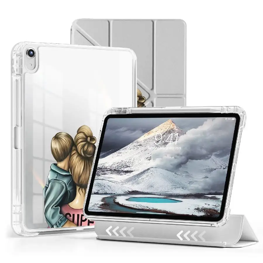 

Tablet Case For iPad Mini 6 7 Air 4 5 M3 M2 M4 11inch Pro 2025 11th 10th 9th 8th 7th 12.9inch Holder Cover Y-Fold Cartoon Mom