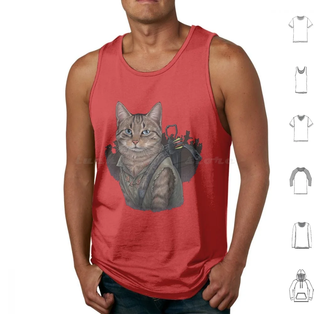 Daryl Dixon Cat Tank Tops Vest Sleeveless Walking Dead Cat Cats Kitty Zombies