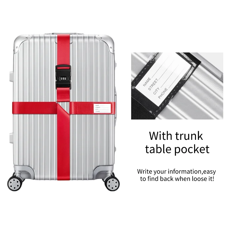 Anti-theft Luggage Buckle Cross Strap Password Adjustable Bundling Packing Baggage Belt Suitcase Trunk Belts Bag Accessories