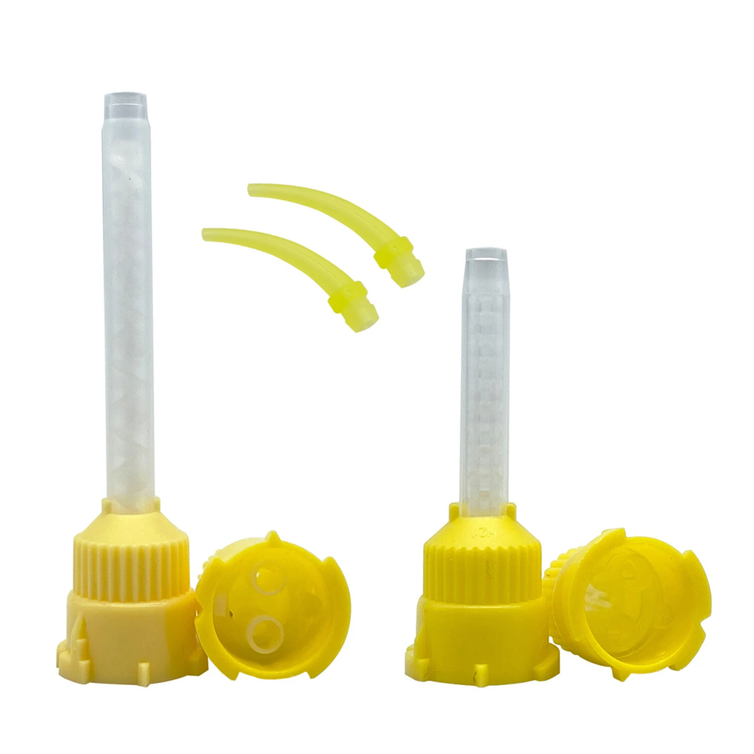50Pcs/Pack Disposable Dental Mixing Tips Silicone Rubber Mixing Head 1:1 Dentistry Impression Nozzles Yellow Mixing Tubes