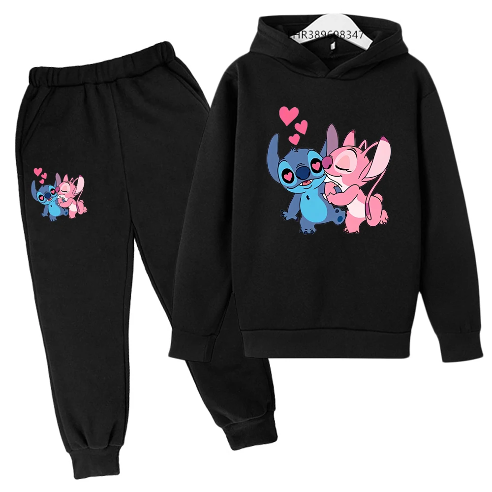 Hot Anime Stitch Hoodies Children\'s Clothing Top+Pants Suit Autumn winter Age 3-12 Boy\'s Girl\'s Sweatshirt Tops Casual Clothes