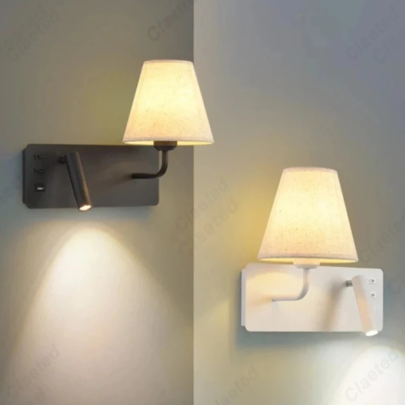 LED Wall Lamp Modern with Touch Switch USB Port Bedside Bedroom Hotel Reading Light Room Decor Indoor Sconce Lighting Fixture view 6