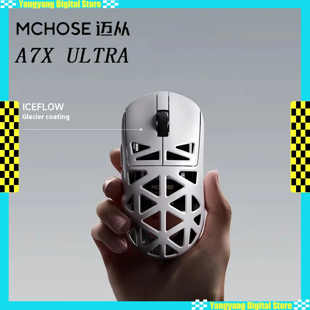 

MCHOSE A7X ультра-магниевый сплав, беспроводная мышь с тировым режимом PAW3950, двойная 8K, 42000 точек на дюйм, легкая полая мышь для киберспорта, аксессуар для ПК