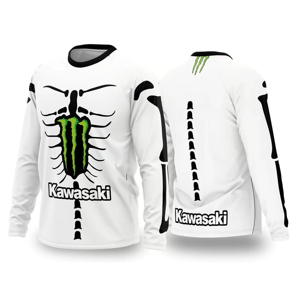 Neues, heiß begehrtes, langärmliges T-Shirt der Kawasaki Racing Team für den Sommer, für Männer und Frauen, langärmliges Sport-Oberteil für Offroad-Motorräder