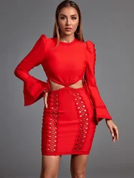 Bandage Dress Women Party Dress Bodycon Elegant Sexy Evening Birthday Club Outfits Summer 2024