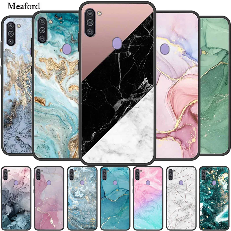 Funda trasera de silicona para teléfono Samsung Galaxy M11, carcasa de TPU suave de mármol para Samsung Galaxy M11 M 11, Funda para SM-M115F