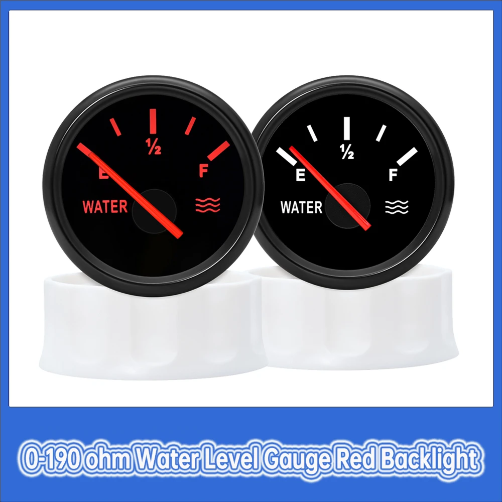 0-190 Ohm Water Level Gauge Auto Marine Boat Car Water Level Instrument Indicator Car Pointer Gauge with Red Backlight