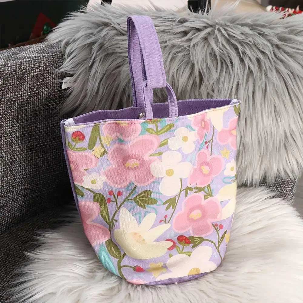 

Fashion Flower Printed Bucket Bag Handbag Outing Shopping Bag Women Sweet Cute Hanging Accessories