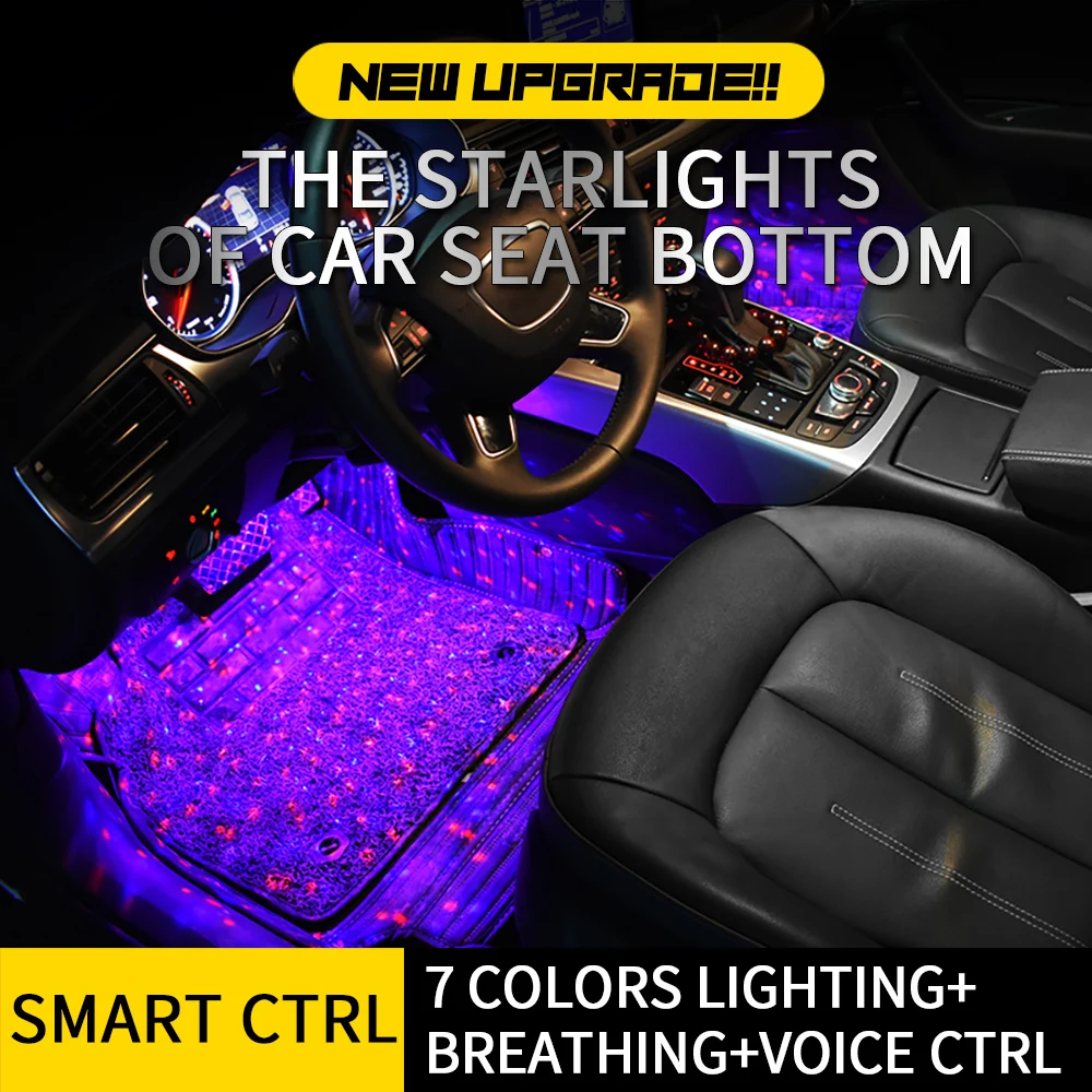 Car Multicolor Decorative Lamp LED Car Foot Light Ambient With USB Wireless Remote Music Control RGB Interior Atmosphere Lamp