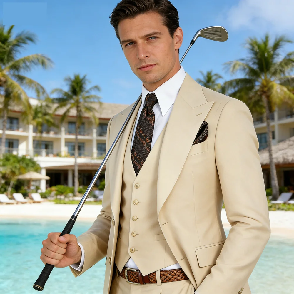 

Мужские свадебные смокинги с вырезанными лацканами, однобортные, класса люкс, для танцев, полный комплект, костюм для выступлений