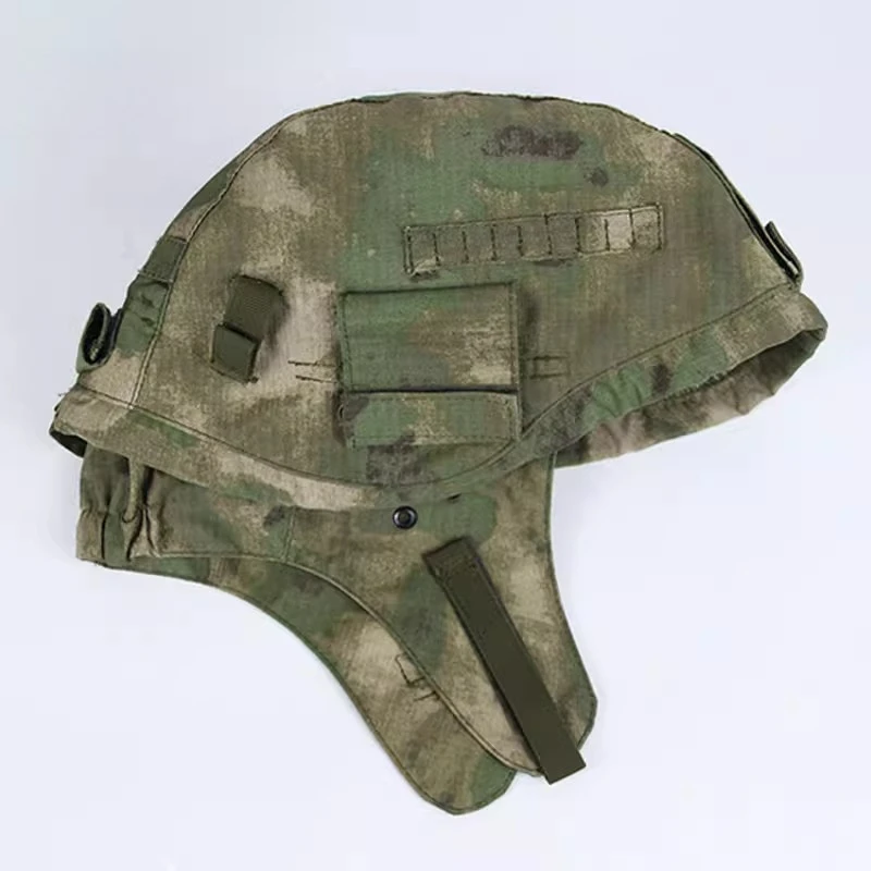 

Russian 6b47 Helmet with MOX Green Ruin Camouflage Helmet Cover, Windproof and Ear-protection Version