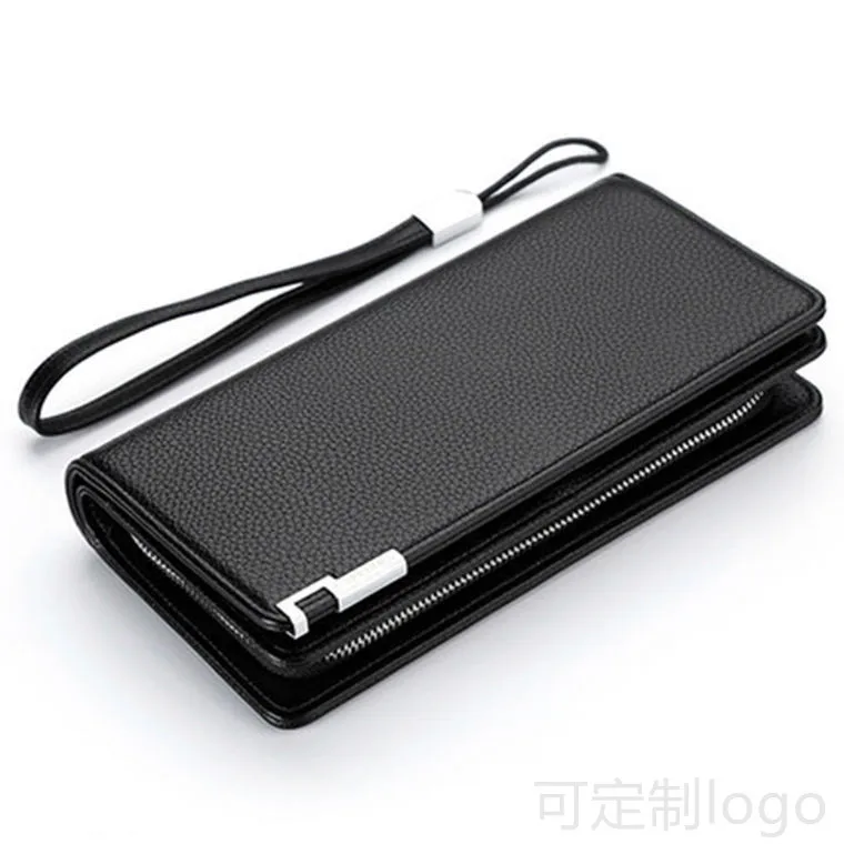 1pcs Men's PU Leather Slim Wallet with Multiple Card Slots & Phone Pocket Business Clutch Purse RFID Blocking Metal Edge