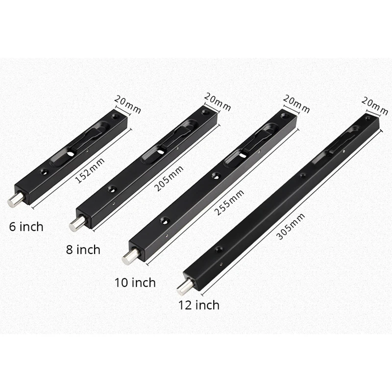 Stainless steel concealed door bolt 4/6/8/10 inch security latch sliding door lock bathroom bolt dustproof fittings