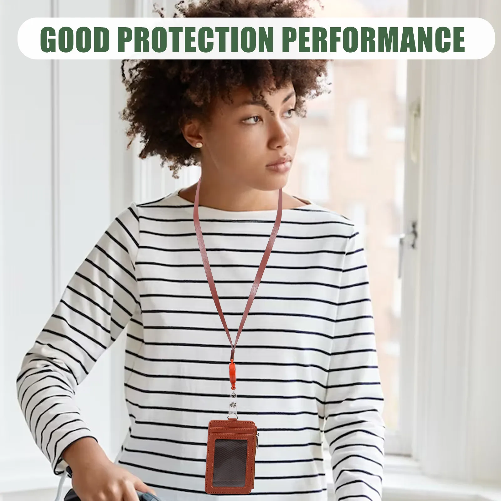 Premium PU Vertical Badge Holder Id Holder with Clear Visibility Window Easy Insert Remove Cards Pass Pouch for Id Badge
