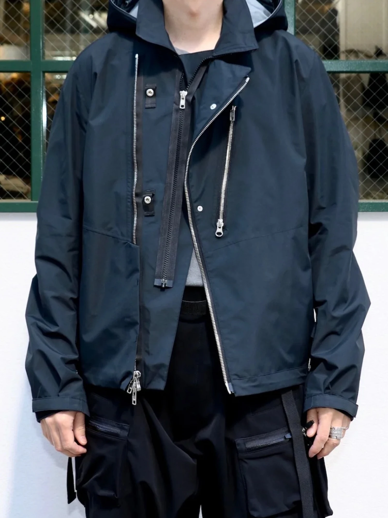 

NJWN J68GT Waterproof Outdoor Motorcycle Jaet with Hood Stand Collar Suit Windproof Breathable Long Sve Loose Fit Coat