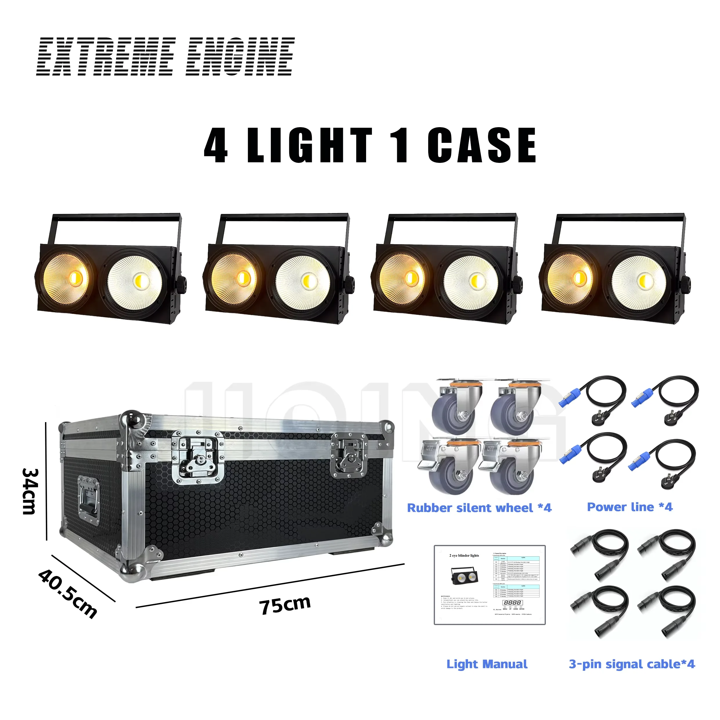 POLET 4Light1case 2x100W 2Eyes LED COB Blinder Cold White/Warm White 2in1 DMX512 Control stage lighting dj party Music Show