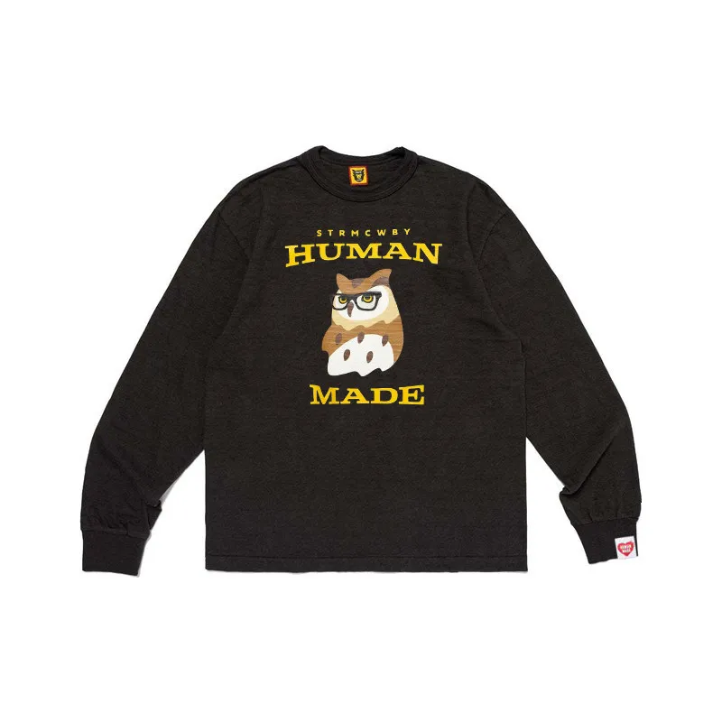 2026 New Human Made Cartoon Owl Graphic L/S Tee Relaxed Fit Unisex Streetwear