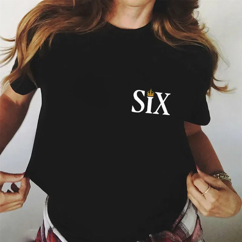 Six The Musical T Shirt Letter Black Tshirt Kawaii Music T-shirt Graphic Tops Tees Female Unisex Graphic T Shirts Women