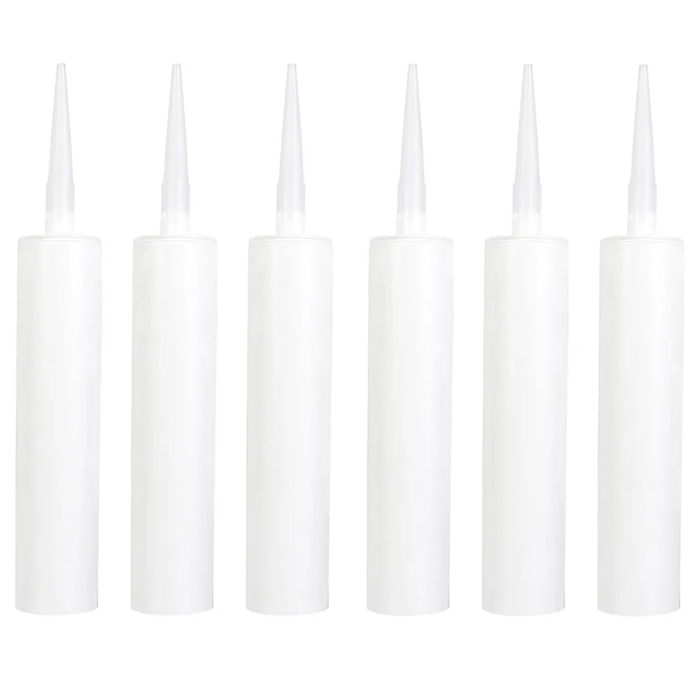 6Pcs Plastic Caulk Tubes Glass Glue Empty Refillable Sealant Tubes Quick Easy One-Handed Use for Cracks Windows Doors