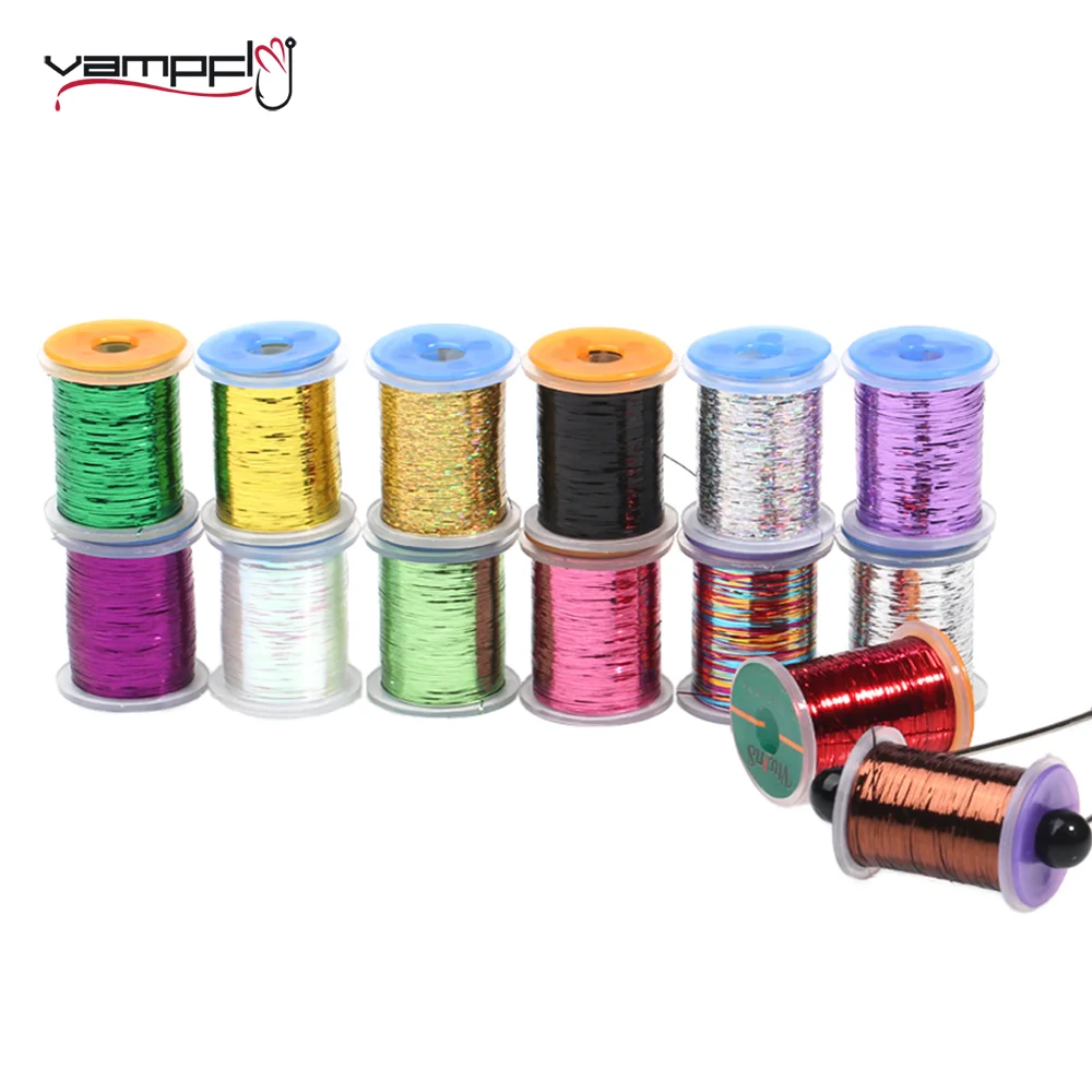 

Vampfly 14spools 0.3mm Holographic Flash Tinsel Flat Mylar Tinsel Fly Tying Material for Streamer Flashback Nymphs Dry/Wet Flies