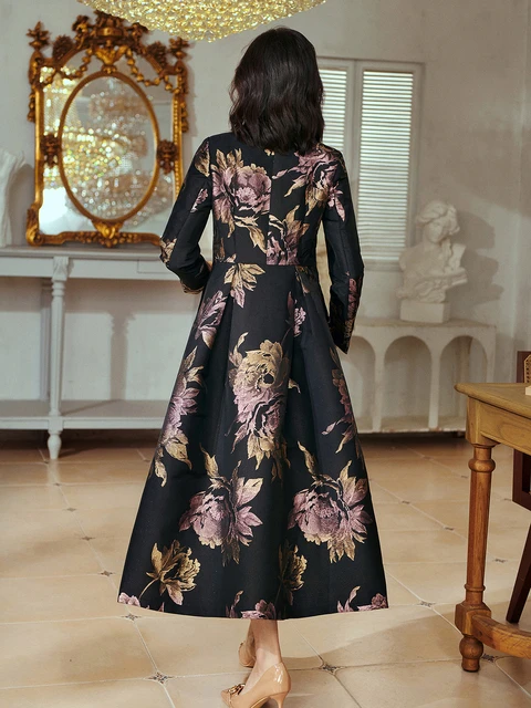 Good Quality Brocade Women Long Trench Coat Jacket Gorgeous Maxi Autumn Winter Overcoat Floral Fashion Outfit Party Clothes Trench AliExpress