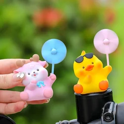 Resin Windmill Deer Motorcycle Ornament Stickable Elastic Strap Helmet Rearview Mirror Dashboard Cute Duck Bicycle Decoration