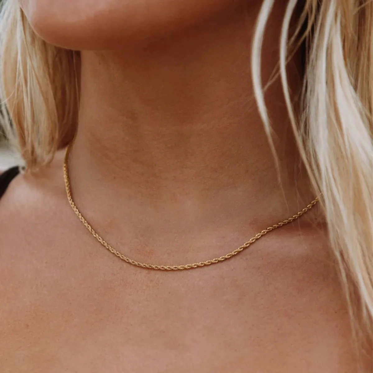 Twist Chain Necklace Twist Shape Stainless Steel Golden and Silvery Hip Hop Style Rope Chain Women's Fashion Simple New Jewelry