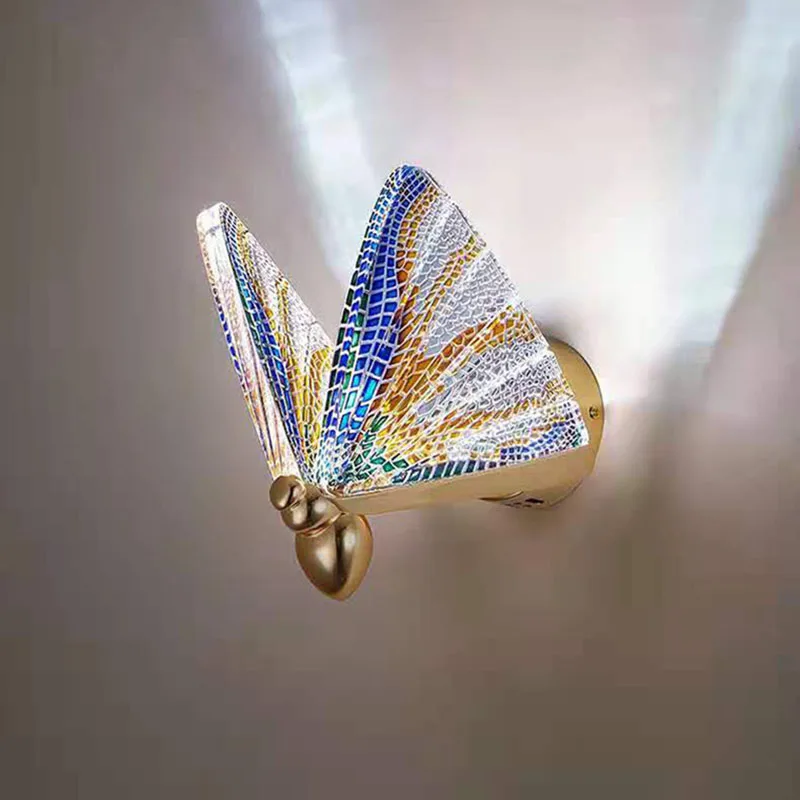 

Nordic Butterfly Wall Light Colorful Butterfly LED Wall Light Minimalist Creative Stairs Bedroom Bedside Corridor Aisle Lighting