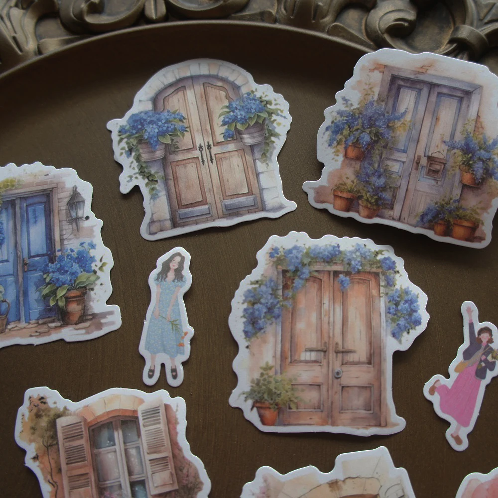 

44pcs DIY Colorful House Girl Cat and Butterfly Paper Sticker As Creative Craft Paper Background Scrapbooking Gift Tag DIY Use