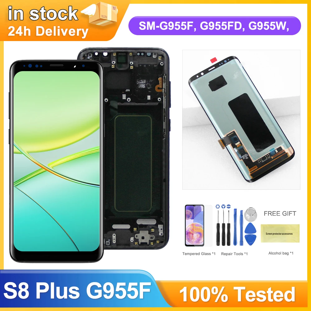 Super AMOLED S8+ G955F Screen Assembly for Samsung Galaxy S8 Plus Lcd display Digital Touch Screen with Frame Replacement