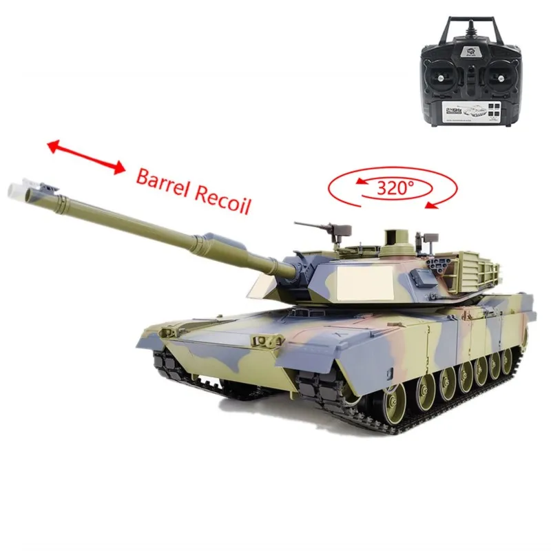 Kunststoff 2,4 G Henglong 1/16 M1A2 Abrams RTR RC Panzer TK7.0 Mainboard 3918 Elektrokettenwagen Barrel Recoil 320 Grad Turm