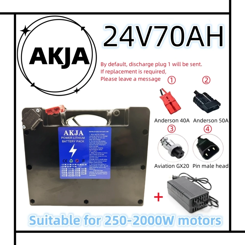 Air transport New Full Capacity Power 18650 Lithium Battery 24V20-70ah Lithium Battery Pack Suitable for 250-2000W+ Charger