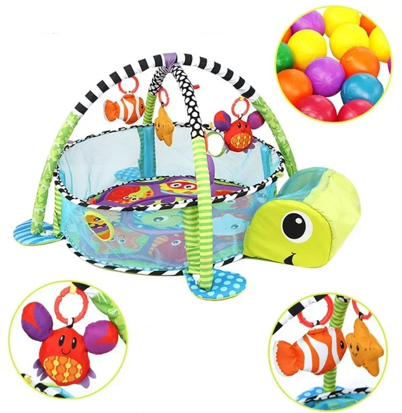 

Turtle-shaped Infantino Blanket Grow-with-Me Activity Gym & Ball Pit Toddlers Play Gym Mat Pop-up Mesh Sides Crawling Carpets