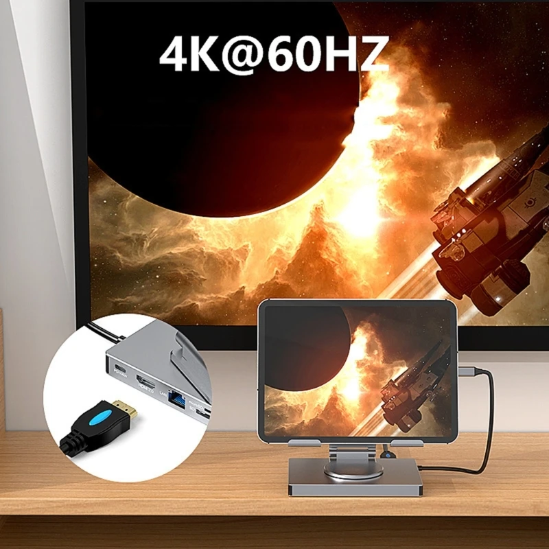 K1AA 8/9 في 1 USB C محطة الإرساء للأجهزة اللوحية USB C النوع C إلى 4K 60Hz 5GBPS
